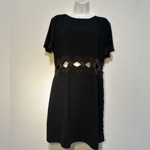 MOON Little Black Dress with cutout belt and embellishments